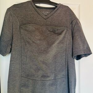 Lalabu Dad Shirt Gray Short Sleeve V-Neck Tee T-Shirt Size Medium